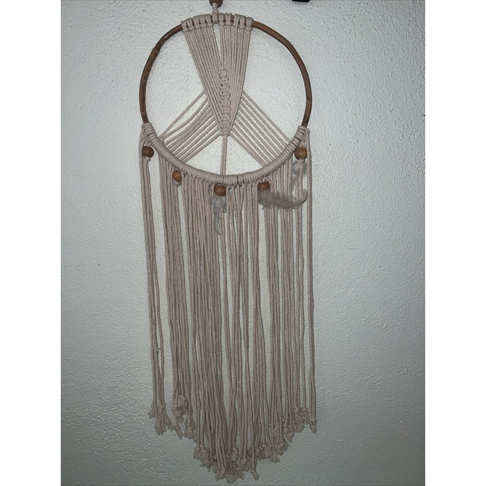 35" x 10" Bohemian Macrame Dreamcatcher Wall Hanging Decor